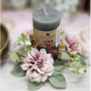 Centre de table bougie 3 fleurs artificielles rose et feuillage