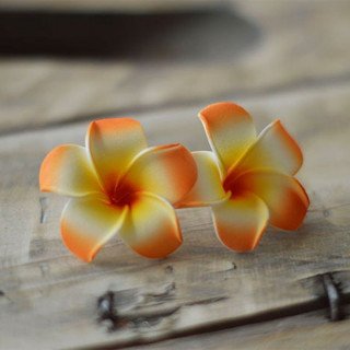 Fleur frangipannier artificielle orange