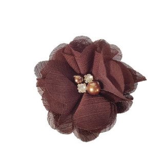 fleur mousseline marron coeur perle